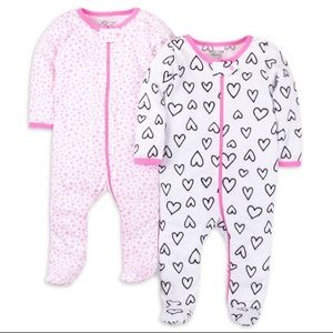 Little Star Natural Cotton Baby Girls Sleep n Play, 2Pk